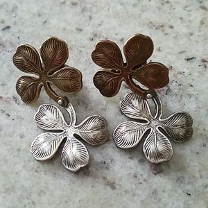 Bronze and Silver Shamrocks Earrings